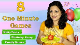 8 One minute games  Minute to win it games  Indoor games for party  Kitty party games 2022 [upl. by Yla]