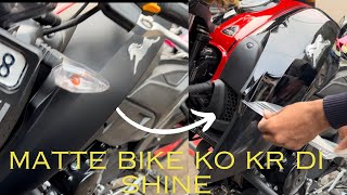 Apache RTR 160 4v Matte Ko Shine Kr diya  LaminationPPF  Paint Protection Film [upl. by Aidin56]