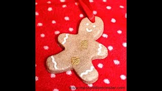 DIY CHRISTMAS ORNAMENT  fingerprint gingerbread man  SALT DOUGH CRAFT [upl. by Eulaliah]