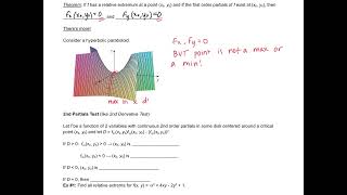 Calc 3 147 Notes Maximum and Minimum Values [upl. by Yarod582]