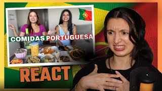 BRASILEIRAS EXPERIMENTANDO COMIDAS PORTUGUESAS  PORTUGUESA REACT [upl. by Eilyr]