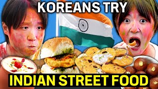 Koreans Try Indian Street Food For The First Time  Kachori Vada Pav Lassi Gulab Jamun [upl. by Atisusej]