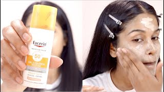 EUCERIN 50 UVA UVB OIL CONTROL TINTED SUNSCREEN Medium tone  Review by NJbeauty [upl. by Cuthbertson]