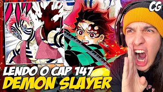 TANJIRO VS AKAZA LENDO O MANGÁ DE DEMON SLAYER CAP 147  React [upl. by Hu21]