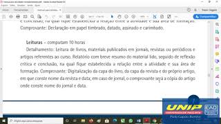 Exemplo de Relatório para Atividades Complementares Unip [upl. by Pich605]