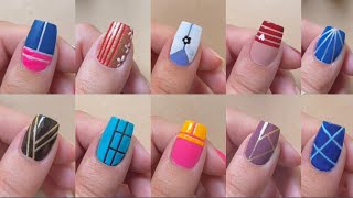 15 Easy striping tape nail art designs  How to use striping tape  Nail art compilation 2023 [upl. by Cerveny]