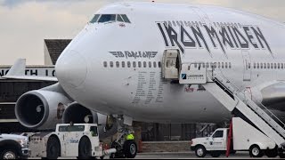 Ed Force One  Iron Maiden B747400 Arrival at Toronto Pearson w CLOSEUP Parking Footage [upl. by Ettelocin]