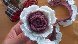 Eye catching 3D crochet flower rose for absolute beginners stepbystepfree knitting tutorial DIY [upl. by Akisey]