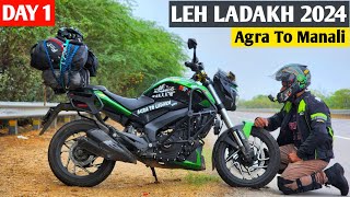 Ladakh Bike Ride 2024  Day 1 Agra To Manali NonStop Ride 727kms  Dominar 400 [upl. by Karlan]