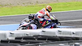 レプソル・ホンダのミル、日本GPはマルケス弟に追突され戦線離脱。「彼とこうなるのは初めてじゃない」と憤慨 [upl. by Laemaj748]