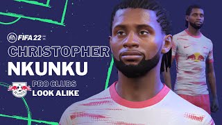 FIFA 22  CHRISTOPHER NKUNKU Pro Clubs Look alike Build  RB Leipzig French Player Tutorial [upl. by Beekman159]