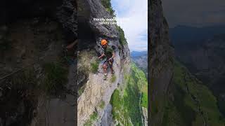 A mind blowing experience🤯 I dare you 📍via ferrata Mürren Switzerland switzerland hiking [upl. by Iruam]