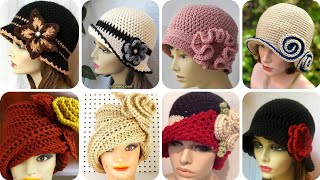 Las gorras y sombreros de mujer más bonitos a crochet con patrones de flores [upl. by Odnomor]