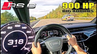 900HP AUDI RS6 C8 lceperformance is FAST and LOUD on the UNLIMITED AUTOBAHN [upl. by Sateia]