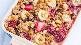 Strawberry Banana Baked Oatmeal Recipe [upl. by Ailalue]