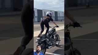 Biker Girl Stunts on Harley  The Ultimate Showoff rider [upl. by Ah]