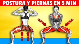 5 Minutos Fortalece tus PIERNAS para MEJORAR TU POSTURA  Ejercicios de piernas y gluteos en casa [upl. by Caritta]