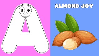 Phonics song for kids Almond joy song for kindergarten A is for Almond joy ABC Song almondjoy [upl. by Bahr471]