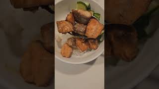 Salmon and rice bowls They had seconds viralvideo youtubeshorts shorts yummy food new [upl. by Ardnekal]