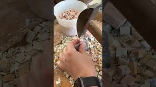 Crafting a Mosaic Chiseling Stone Pieces for ArtMosaicArtStoneCrafting HandmadeArtCustomMosaic [upl. by Tristan]