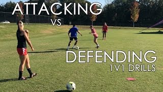 Attacking and Defending 1v1 Soccer Drills [upl. by Ayian]