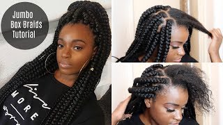 JUMBO BOX BRAIDS  NO RUBBER BAND METHOD [upl. by Hyacinthie91]