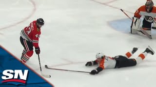 Blackhawks Colin Blackwell Makes Beauty ToeDrag Around Jamie Drysdale And Finishes Top Shelf [upl. by Oiramed]