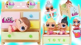 LOL Surprise Dolls Dress Up in School for Lil Sisters Rainbow Nursery  Toy Mystery Blind Bag Video [upl. by Ivens686]