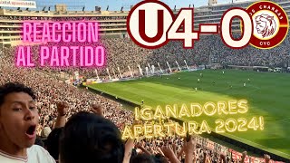 Universitario 40 Chankas Reacción al Partido  Ganador del Torneo Apertura 2024 [upl. by Mosira]