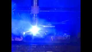 Plasma Cutting 2quot steel with Hypertherm HPR 400XD [upl. by Idnim]