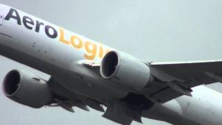 Aerologic Cargo Boeing 777200F DAALH Take Off Frankfurt am Maim FRA [upl. by Frohne]