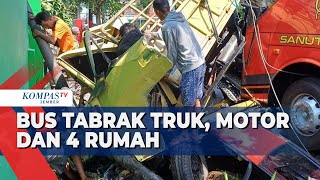 Bus Tabrak Kendaraan dan 4 Rumah di Malang 5 Orang LukaLuka 1 Meninggal [upl. by Swithbert663]