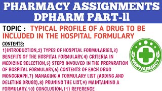 TYPICAL PROFILE OF A DRUG TO BE INCLUDED IN THE HOSPITAL FORMULARY [upl. by Beale]