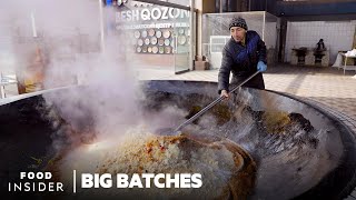 How 350 Kilogram Batches Of Plov Rice Pilaf Are Cooked Daily In Uzbekistan  Big Batches [upl. by Aimet730]