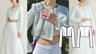 ChanelInspired Jacket Tutorial  How to Sew a Tweed Jacket  Sewing Pattern 🩵 [upl. by Lamrert766]