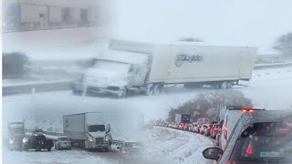 I80 closed due to weather multiple semi truck crash 13 2024 [upl. by Tupler]