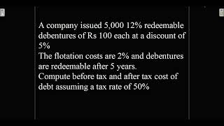 Cost of Redeemable debentures  Text book credits Financial Management Dr A Murthy [upl. by Singh]