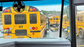 Rainy drive in a 2024 spare bus IC CE school bus with exhaust brake action bus icbus schoolbus [upl. by Voccola88]