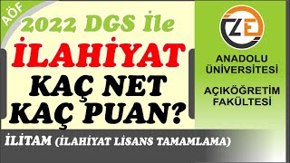 DGS 2022 İlitam Kaç Net ve Puanla Alır Kontenjanlar İlahiyat Lisans Tamamlama [upl. by Michey]