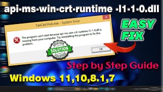 apimswincrtruntime l110dll is missing windows 1110 817  Solution [upl. by Gibert]