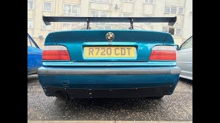 BMW E36 328i Popbangcrackle remap  static revving [upl. by Portia147]