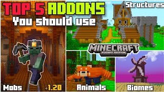 🎖️TOP 5 WEEKLY ADDONS🔥 for MINECRAFT PE 120  119 addons [upl. by Lemrej358]