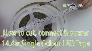 LED Strip Lights  How to cut connect amp power 144w Single Colour LED Tape [upl. by Reniar900]