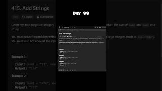 LeetCode 415  Add Strings javaprogramming 100daysofcodingchallenge [upl. by Stesha]