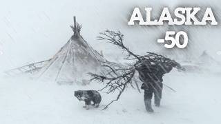 EXTREME 50° Solo Camping 4 Days  Snowstorm amp Hot Tent Winter Camping In Deep Snow  ASMR [upl. by Melitta490]