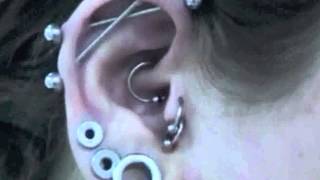 ☊ Ear Piercing Project ☊ 10 holes in the ear [upl. by Podvin]