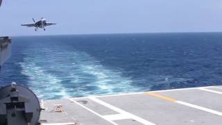 First Fixed Wing Aircraft Recovered Aboard USS Gerald R Ford [upl. by Vijar]