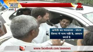 In a first Rahul Gandhi heckled outside Amethi poll booths [upl. by Ahtram882]