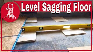 How to level sagging floor in old house using shims not floor leveler in home renovation [upl. by Adelaida]