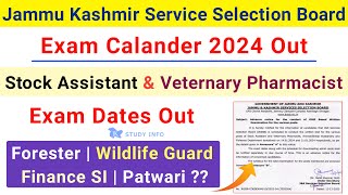 JKSSB New Exam Calander 2024  Jkssb Stock Assistant Veternary Pharmacist Exam Dates  Jkssb Exam [upl. by Kathie160]